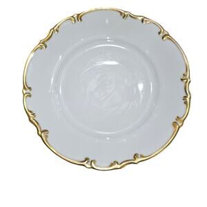 Vintage Hutschenreuther Selb SILVIA Bavaria Scalloped 22k gold trim plate saucer
